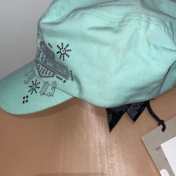 Harley-Davidson Women\'s Green Bar & Shield Embellished Flat Top Cap One Size NWT main image 7